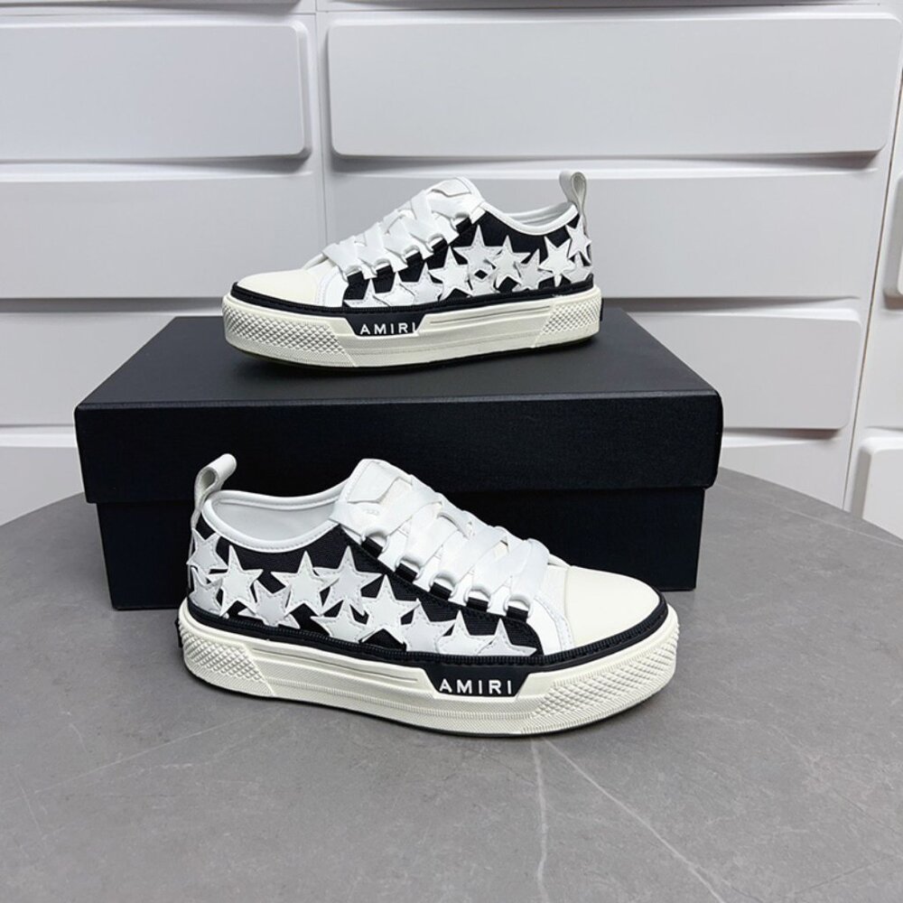 AMIRI Black Background With White Stars Low Sneakers